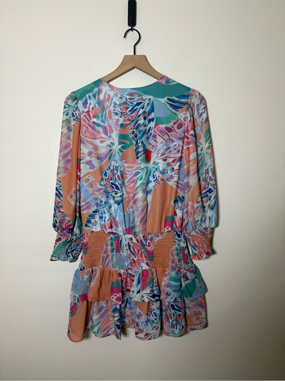 Amanda Uprichard Pastel Floral Wrap Mini Dress in Pink Blue Green - Picture 5 of 6